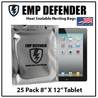 Faraday Cage Bag EMP Defender Heat Seal Bags Metal 25pc Prepping Kit 8" X 12" Tablets Smartphones Hard Drives iPad iPhone Galaxy Microsoft