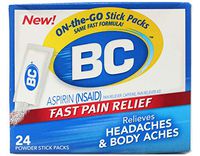 BC Original Formula Aspirin Fast Pain Relief Powders 24 Stick Packs ea