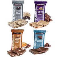 Kirkland Signature Protein Bar Variety Pack (20 Count) 5 of Each, All 4 Flavors - Chocolate Chip Cookie Dough, Chocolate Peanut Butter Chunk, Chocolate Brownie, and Cookies & Cream 2.12oz