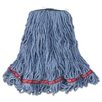 Rubbermaid Commercial FGA11206BL00 6-Piece Web Foot Shrinkless Looped-End Medium Cotton/Synthetic Wet Mop Head (Blue)