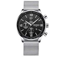 Fxbar, Brand Luxury Men Watch Stainless Steel Casual Quartz Analog Date Wrist Watch Dress Watch(D)