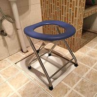 WURE Stainless steel folding squatting stool moving toilet sitting chair old man sitting toilet pregnant woman bath chair
