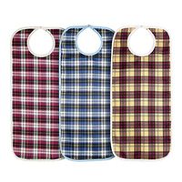 Linelax Adult Bibs [3 Pack Size 18 x 34] Washable with Waterproof Vinyl Backing, Extra Long Clothing Protector, Senior Men and Women Bibs for Eating with Designer Patterns