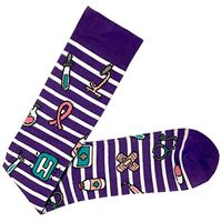 Prestige Medical Premium Compression Socks, Purple Stripes and Symbols, 2 Count