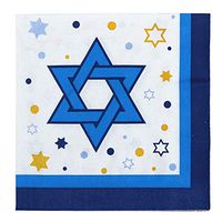 Iconikal Disposable Dinner Paper Party Napkins, Hanukkah Stars, 72-Count