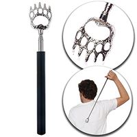 Metal Backscratcher Extendable Telescopic Back Scratcher Portable Scratching Device in Black Color and Bear Claw