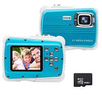 Kids Camera, 21MP HD 3M Waterproof Digital Camera for Kids, 2.0 Inch LCD Display, 8X Digital Zoom,Flash and Mic for Boys Girls Kids（Blue）