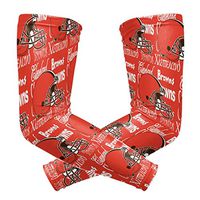 Cleveland Browns Cooling Arm Sleeve (Pair) - Elbow Brace Support Sun UV Protection for Men & Women - Sports Sleeves for Basketball Baseball Softball Volleyball