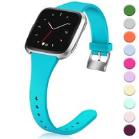 Hamile for Fitbit Versa/Versa 2/SE/Lite Bands, Slim Soft Silicone Wristbands Fitness Straps Replacement Belt for Fitbit Versa Lite Edition Fitness Smart Watch Band, Women Men Kids, Large (Teal)