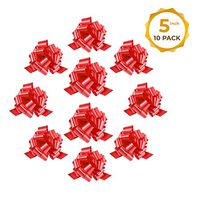 Mata1 Pull Bows for Gifts (Red, 5 Inch, Set of 10), Medium 5" Pull String Bows for Presents, Ribbon Pull Bows Wrapping Bows