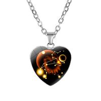 smallwoodi Exquisite Stylish Pendant,Women 12 Zodiac Constellations Sign Glass Heart Pendant Necklace Birthday Gift for Women Jewelry Leo