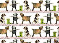 Alex Clark Country Dogs Rolled Gift Wrap Paper 4 Sheets 19.5 in x 27.5 in with 4 Gift Tags