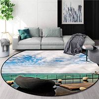 RUGSMAT Zen Modern Machine Washable Round Bath Mat,Sea View Pattaya City Thailand Area Rug - Perfect for Any Place Round-51