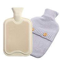 Time2Shop Premium Cozy 2 Liter Nature Rubber Hot Water Bottle w/Knitted Cover (Grey)