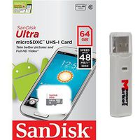 SanDisk Ultra 64GB UHS-I CL10 48mb/s MicroSDXC Memory Card for LG Class Bello II 2 G4 Beat Volt 2 G4c G Pad II 2 F 8.0 X 8.3 10.1 Spirit G Flex 2 G4 G with MemoryMarket MicroSD & SD Memory Card Reader