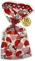 Hello Kitty Cellophane Bags Cello Bags Treat Bags with Ties Cellophane Treat Bags Valentine Treat Bags Candy Bags with Ties Hello Kitty Bag Pretzel Bags Cellophane Goodie Bags Clear Treat Bags 16 Pack