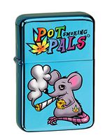 Hat Shark Pot Smoking Pals Rat Vector KGM Thunderbird Vintage Lighter - Sparkle Blue Finish
