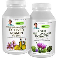 Andrew Lessman PC Liver & Brain Benefits + Liver Anti-Oxidant Extracts Kit: 300 Capsules(180sg+120cp) – Phosphatidyl Choline, Milk Thistle, Artichoke, Curcumin. Supports Healthy Liver & Brain Function