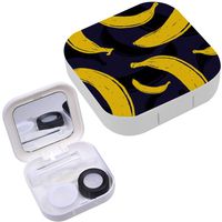 Portable Contact Lens Case Box Travel Kit Mirror + Bottle + Tweezers Container Holder [ Pop Art Banana ]