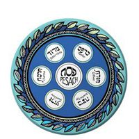 Passover Disposable Plates Blue Seder Plate Design 7 inch (Pack of 8)