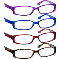 Reading Glasses 5.00 Purple Red Blue Tortoise F503 (4 Pack)
