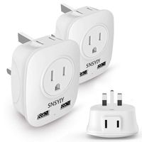 Power Adapter for UK Ireland Hong Kong, Travel Plug Adapter for USA to British England Scotland Irish London, 4 IN 1 Outlet Adapter with USB Port (2-Pack)