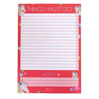 A5 Things I Must Do, Things to Do Ticklist Notepad - Unicorns - 50 Sheets, Double Sided