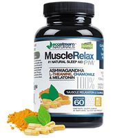 Natural Sleep Aid Muscle Relax PM by Ecostream Naturals - Ease Night Time Capsules Non Habit Forming Sleeping Pill Relief with Magnesium, Ashwaganha, Valerian, Passion Flower
