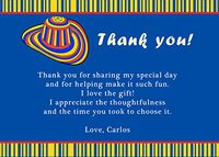 30 Personalized Thank You Cards Blue Orange Colombian Sombrero Hat Design Birthday Party + 30 White Envelopes