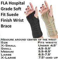 FLA Soft Fit Suede Right Finish Wrist Brace, Black, Medium