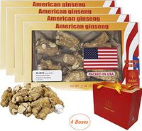 DABC OAK LAND 4OZ*4=453g/4 Boxes American Ginseng,Pearl XXX-Large,20-25pcs/lb,Hand-Selected Wisconsin Farmed Ginseng Root |美国威斯康辛州西洋参/花旗参 特特特大珍珠泡参 礼盒装 |Cultivated Ginseng WI 072# Box