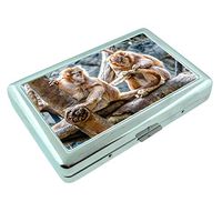 Monkeys Em1 Hip Silver Cigarette Case Id Holder Metal Wallet 4" X 2.75" RFID Protection