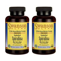Swanson Std Spirulina Blue-Green Algae 10% Phycocyanin 500 Milligrams 90 Veg Capsules (2 Pack)