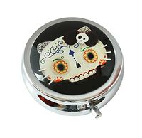 WuCong Sugar Skull Cat Custom Fashion Design Glass Round Pill Case Western Medicine Tablet Holder Decorative Box