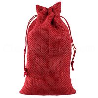25 Pack - CleverDelights 6" x 10" Red Burlap Bags with Natural Jute Drawstring - Christmas Present Holiday Décor Rustic Party Favor Pouch Bags