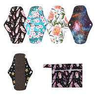 5 Medium Panty Liners 1 Wet Bag Cloth Menstrual Pads Washable (Night, M Panty Liners)