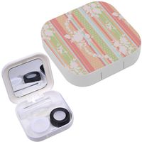 Portable Contact Lens Case Box Travel Kit Mirror + Bottle + Tweezers Container Holder [ Shabby Floral Ornament ]