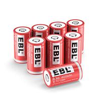 EBL CR2 Rechargeable Batteries, 3.7V 400mAh Lithium Battery for Golf Rangefinder, Laser Boresighter, Laser Pointer, Funifilm Instax Mini55, 8 Pack