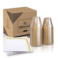 9 Oz Glitter Gold Plastic Cups with Napkins – 80pcs Disposable & Reusable Elegant Glitter Gold Wine Tumblers & Tableware– Glitter Gold Champagne Party Cup for Weddings, Parties, Events - BPA-Free