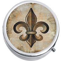 Bronze Fleur De Lis Medicine Vitamin Pill Box