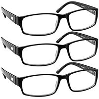 Reading Glasses 1.75 Black 3 Pack Always Have a Timeless Look, Crystal Clear Vision, Comfort Fit with Sure-Flex Spring Hinge Arms & Dura-Tight Screws
