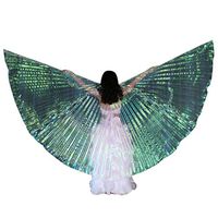 Isis Wings with Sticks Costume Cloak, 360 Degree Glowing LED Belly Dance Angel Led Wings Dancing Wings Colorful Butterfly Wings with Telescopic Stick for Children Kids (White)