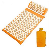 Acupressure Mat Pillow Set for Back Neck Pain Stress Relief Pads Muscle Relaxation Trigger Point Massage Therapy with Carrying Storage Bag-Orange