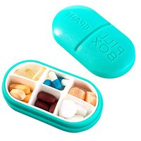 KingNew Pill Box 4 compartment Medicine Tablet Organizer Holder Case (Blue 6 grid)