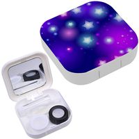 Portable Contact Lens Case Box Travel Kit Mirror + Bottle + Tweezers Container Holder [ Neon Star ]