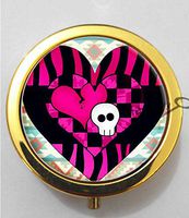 BlackKey Cute Skull Zebra Pattern 3-Compartment Decorative Pocket Gift Box Case Organizer for Pill, Color 2 -1110