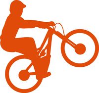 hBARSCI Mountain Bike Wheelie Vinyl Decal - 5 Inches - for Cars, Trucks, Windows, Laptops, Tablets, Outdoor-Grade 2.5mil Thick Vinyl - Orange
