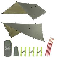 12ft Extra Large Tarp Hammock Waterproof Rain Fly Tarp 185in Centerline - Lightweight Ripstop Fabric - Stakes Included - Survival Gear Backpacking Camping Accessories - Multiple Colors (OD Green)