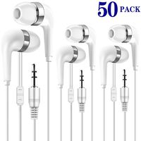 HONGZAN Bulk Earbuds 50 Pack for Classroom Kids, Wholesale Earbuds Headphones Earphones for Kids, Individually Bagged Perfect for School, Library, Computer Lab, Museums, Students and Adult (50White)