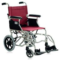 ZHILIAN® Folding Wheelchair for The Elderly Disabled The Back Adjustable Aluminum Alloy Portable Wheelchair Light and Easy to Carry 44 * 96 * 35cm (Color : Red)